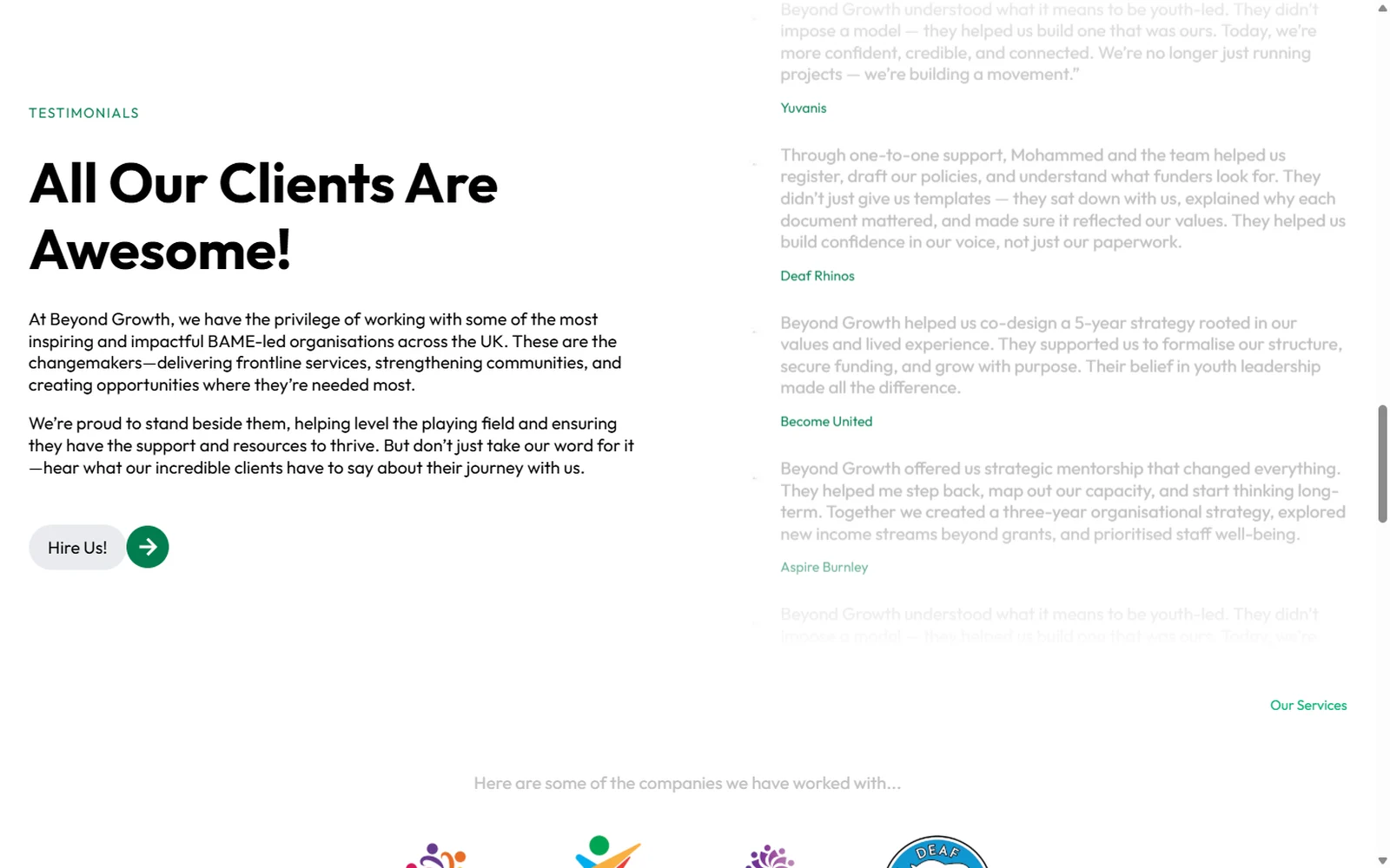 Beyond Growth — what their clients say