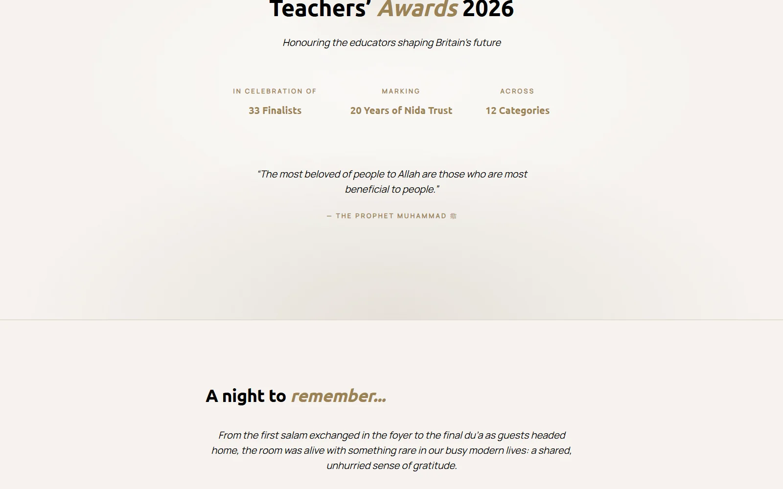 The awards ceremony, in one page